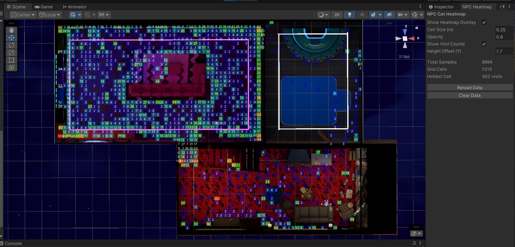 Detailed heatmap with visit counts