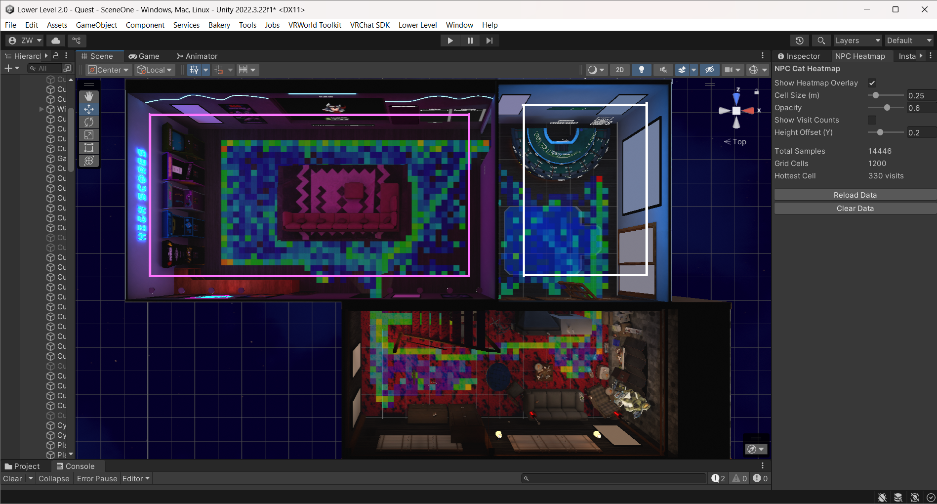 Overnight heatmap showing cat movement patterns